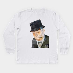 British wartime poster. Aged Print Of Winston Churchill Kids Long Sleeve T-Shirt